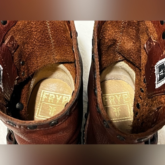 Frye Veronica cognac leather moto boots. - Picture 9 of 13